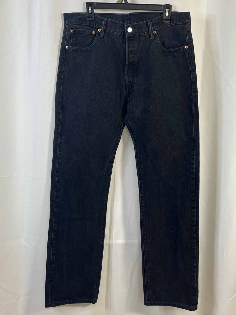 Levi’s 501 Black Jeans Men’s Button Fly Straight Leg Denim 36x34
